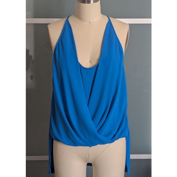 BCBGENERATION Blue Wrap Hi Low Tank Top Size S - Picture 1 of 6